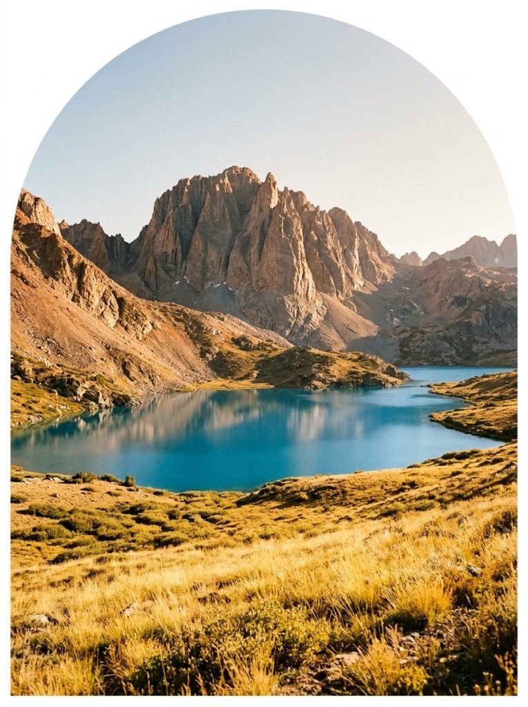 Granite peaks above a glacial blue lake